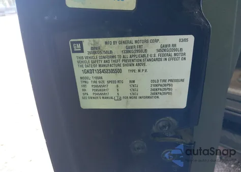 2005 GMC Envoy Slt from USA, damaged, VIN 1GKDT13S452305500